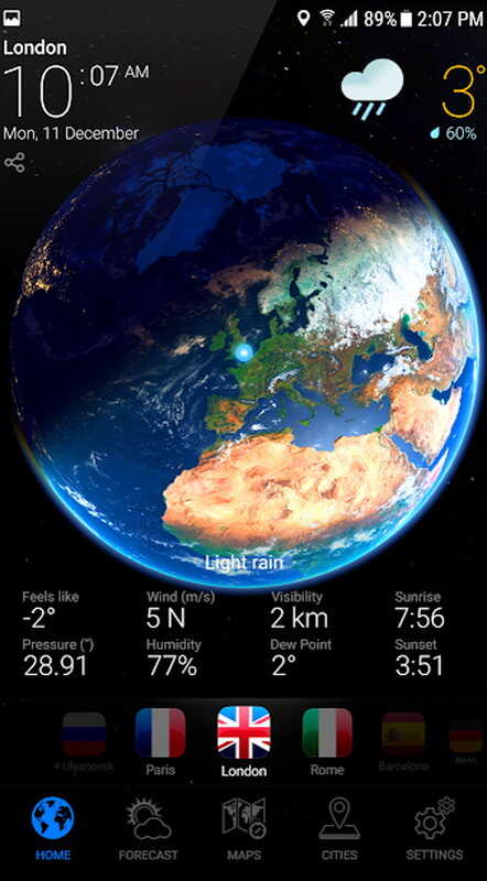 美しいリアルタイム３ｄレンダリング天気予報アプリ 3d Earth Pro 1 080円がセールで210円 Androidアプリセール情報